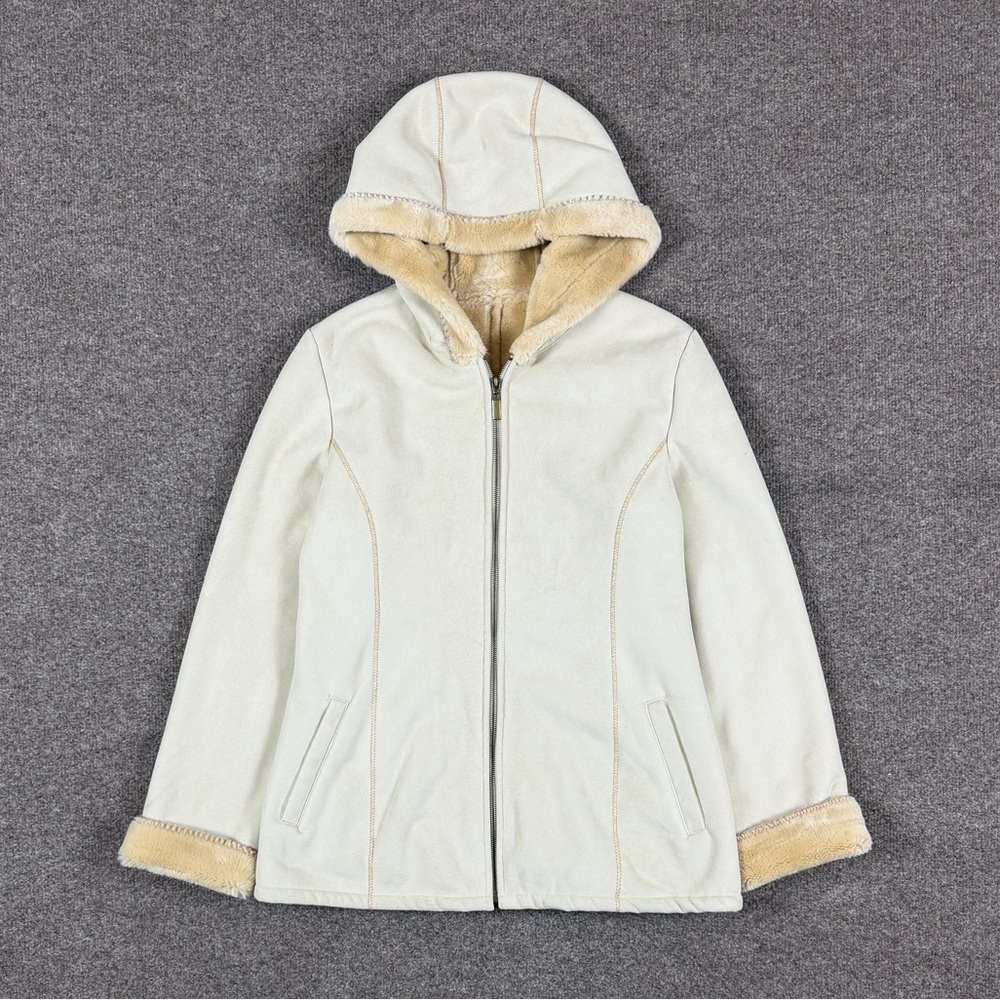 Marvin Richards Faux Suede Fur Lined Hooded Jacket Women’s M Contrast Stitching